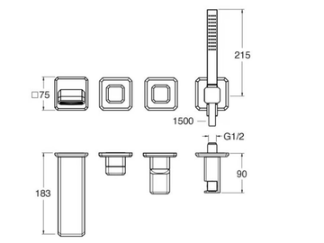 ITALY CRIIT103 - Wall-mounted bathtub set with hand shower by CRISTINA Rubinetterie - view 3